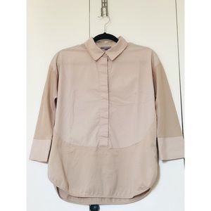 COS Beige Cotton Poplin And Jersey Shirt